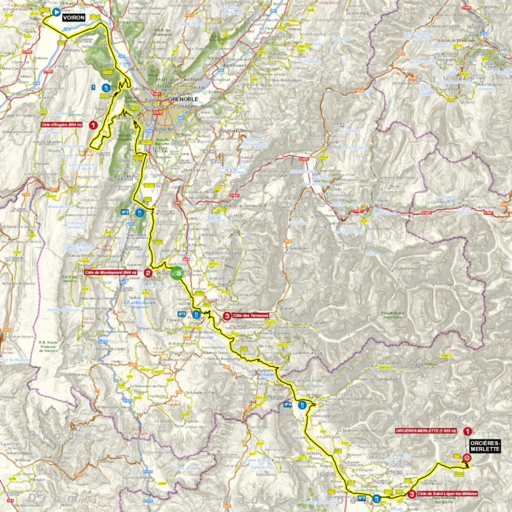 Route of stage 18 of the 2026 Tour de France: Voiron to Orcières-Merlette