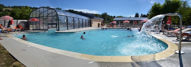 Swimming pool of the campsite with panoramic view