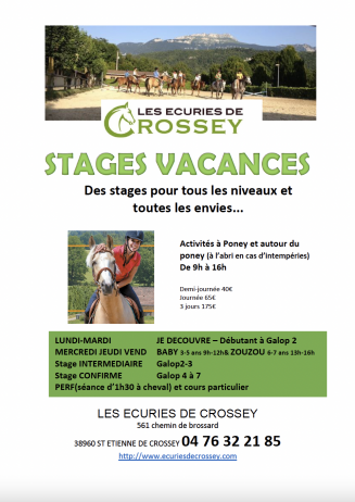 Stages vacances