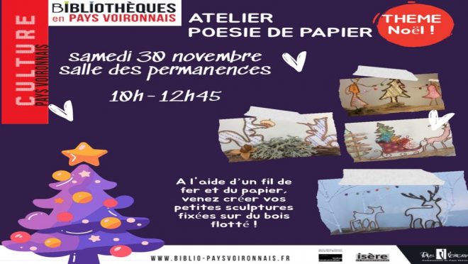 Affiche atelier Créatif sur le thème de Noël : poésie de papier