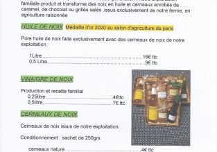 Vente d’huile de noix et de cerneaux au GAEC des Murailles