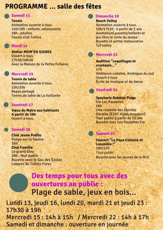 Programme du festival Tullins Plage